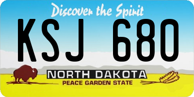 ND license plate KSJ680