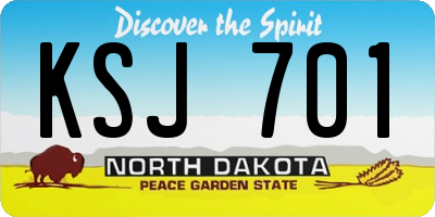 ND license plate KSJ701