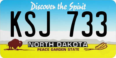 ND license plate KSJ733