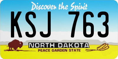ND license plate KSJ763