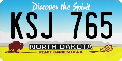 ND license plate KSJ765