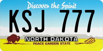 ND license plate KSJ777