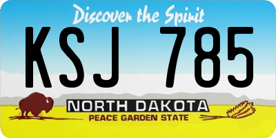 ND license plate KSJ785