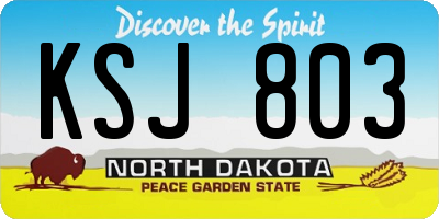 ND license plate KSJ803