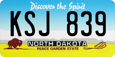 ND license plate KSJ839