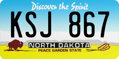 ND license plate KSJ867