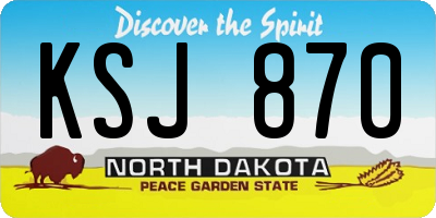 ND license plate KSJ870