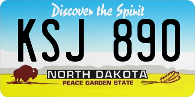 ND license plate KSJ890