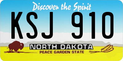 ND license plate KSJ910