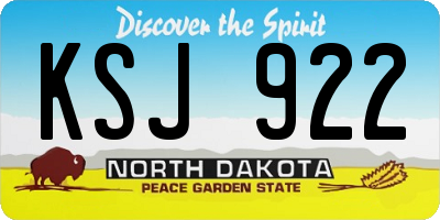 ND license plate KSJ922