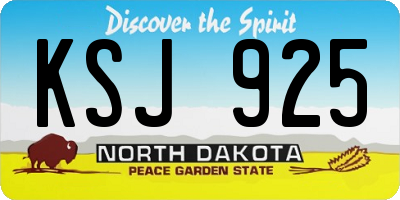 ND license plate KSJ925
