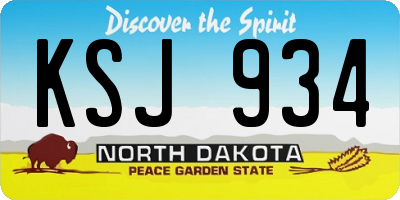 ND license plate KSJ934