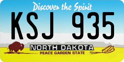 ND license plate KSJ935