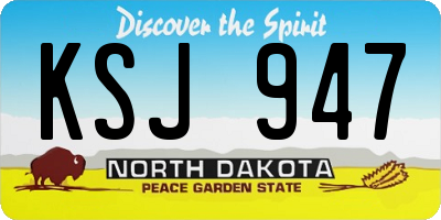 ND license plate KSJ947