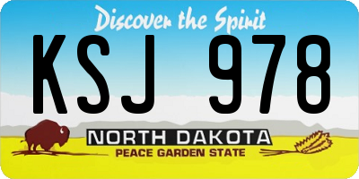 ND license plate KSJ978