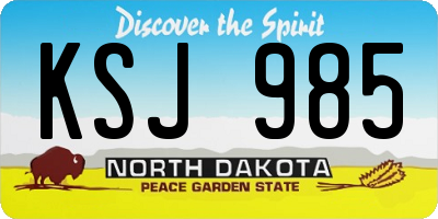 ND license plate KSJ985