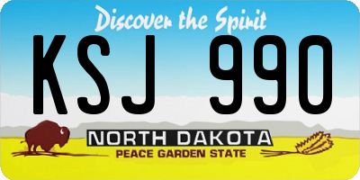 ND license plate KSJ990