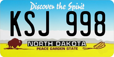 ND license plate KSJ998