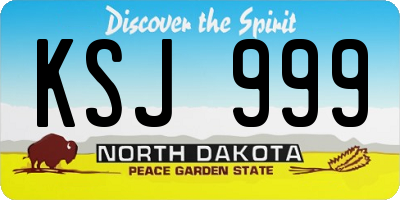 ND license plate KSJ999