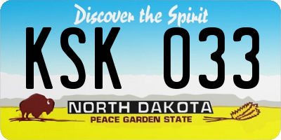ND license plate KSK033