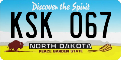 ND license plate KSK067