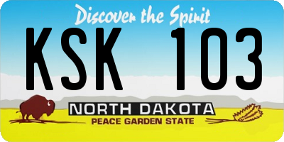 ND license plate KSK103