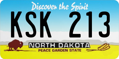 ND license plate KSK213