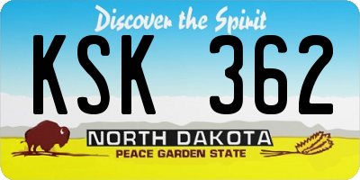 ND license plate KSK362