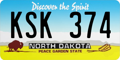ND license plate KSK374