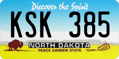 ND license plate KSK385