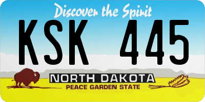 ND license plate KSK445