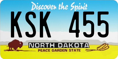 ND license plate KSK455