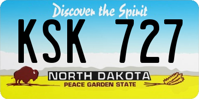 ND license plate KSK727