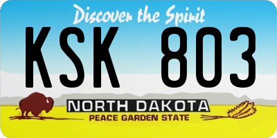 ND license plate KSK803