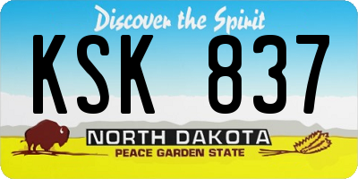ND license plate KSK837