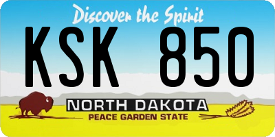 ND license plate KSK850