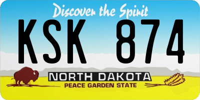 ND license plate KSK874