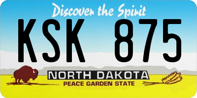 ND license plate KSK875