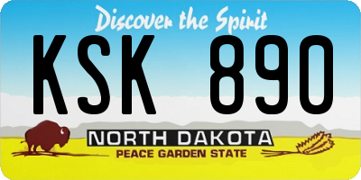 ND license plate KSK890