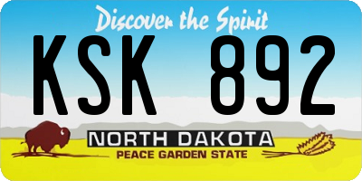 ND license plate KSK892