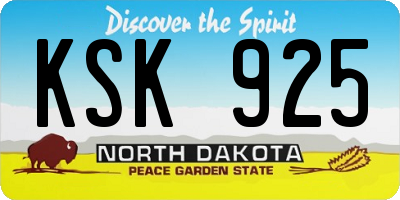 ND license plate KSK925