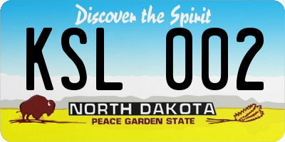 ND license plate KSL002