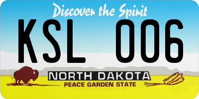 ND license plate KSL006
