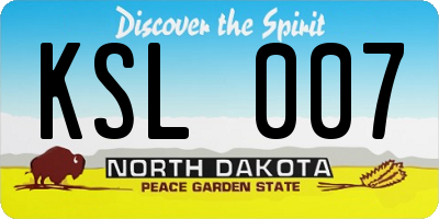 ND license plate KSL007