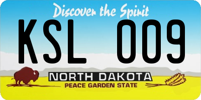 ND license plate KSL009