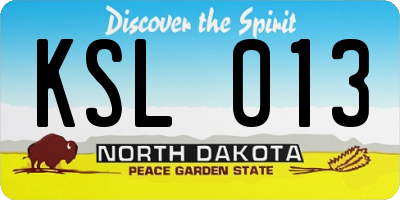 ND license plate KSL013