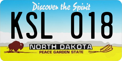ND license plate KSL018