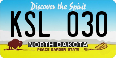 ND license plate KSL030
