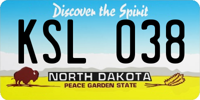 ND license plate KSL038