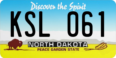 ND license plate KSL061
